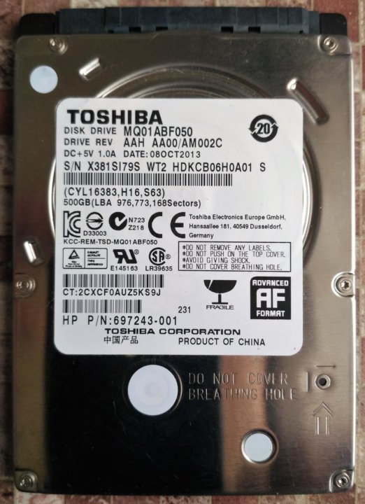 Toshiba mq01abf050 количество пластин