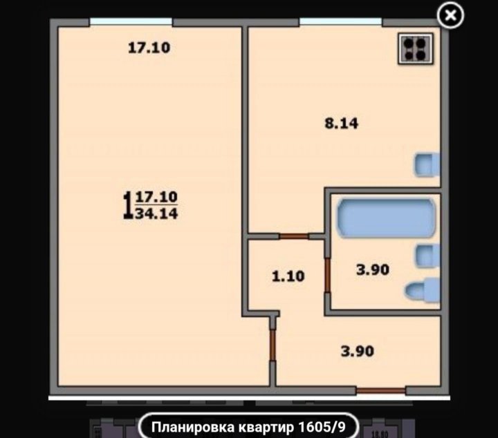 Планировка 1 комнатной квартиры ташкентской планировки Неактивно