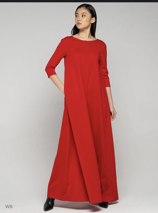 длинное платье трапециевидного силуэта