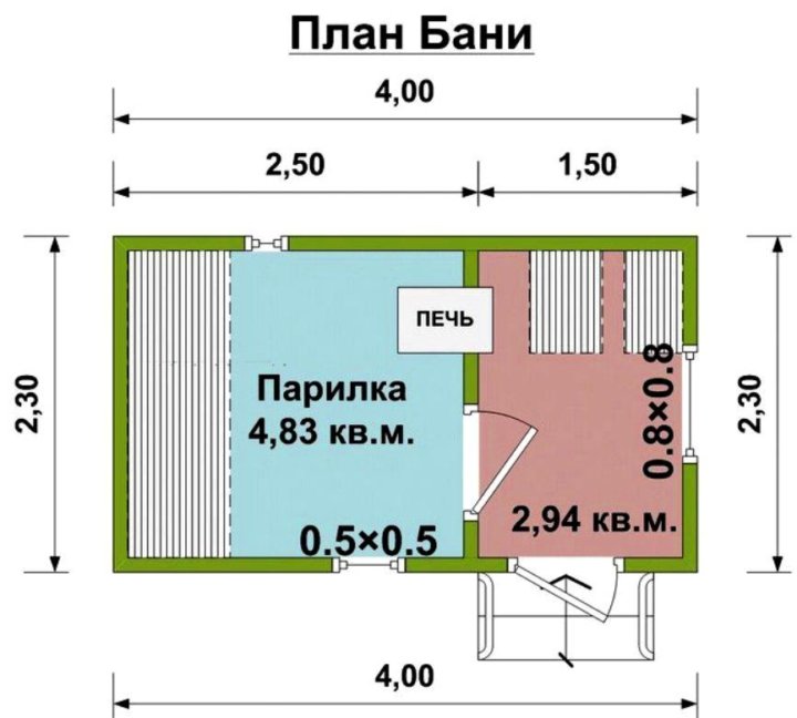 Планировка бани 2.5 х5 Неактивно