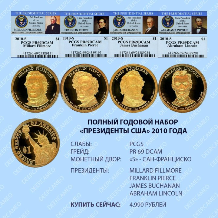 Купить Доллары Президенты Сша