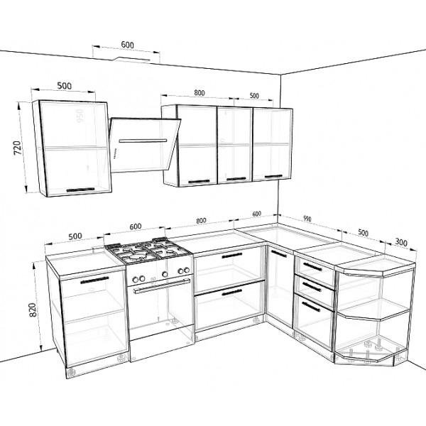 Дизайн проект кухонного гарнитура с размерами