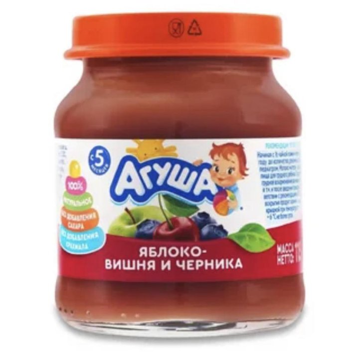 Пюре яблоко вишня. Пюре фруктовое Агуша 115 гр. Агуша яблоко вишня черника. Пюре Агуша яблоко вишня. Агуша яблоко черника.