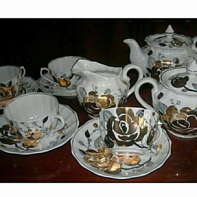 Чайный сервиз ссср цена и фото Вербилки Золотая роза чайный сервиз СССР - купить в Москве, цена 1 500 руб., дат - Товар на картинке можно купить.