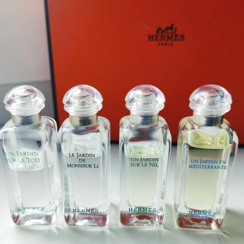 Набор миниатюр. Сады Эрмес набор. Hermes набор миниатюр 4x15 ml. Духи Hermes набор миниатюр. Набор Гермес 4 по 30.