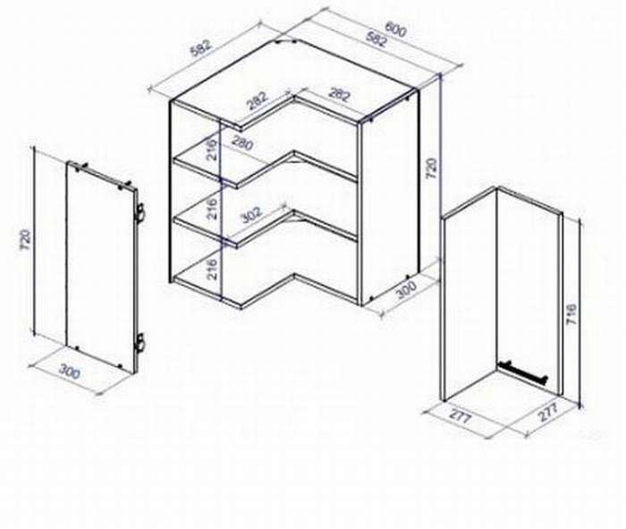 Сборка углового верхнего шкафа кухни