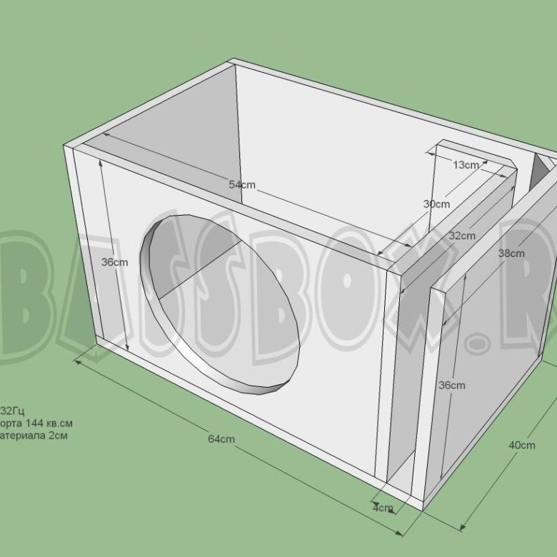 Чертеж короба под 15 сабвуфер на щели