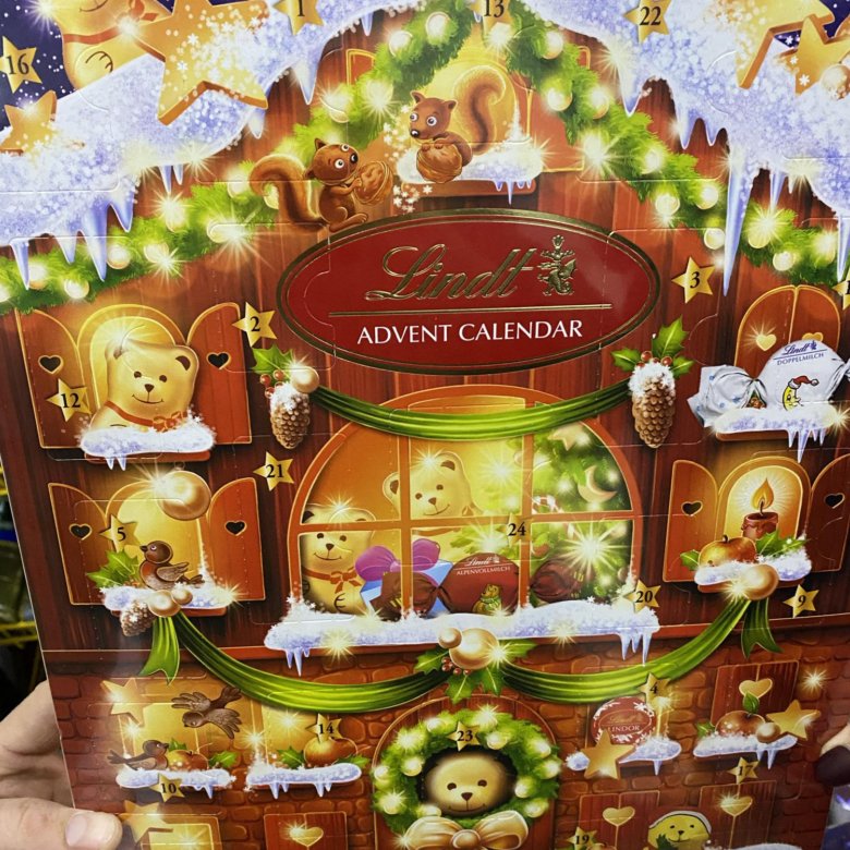 Конфеты Lindt Advent Calendar домик медвежонка