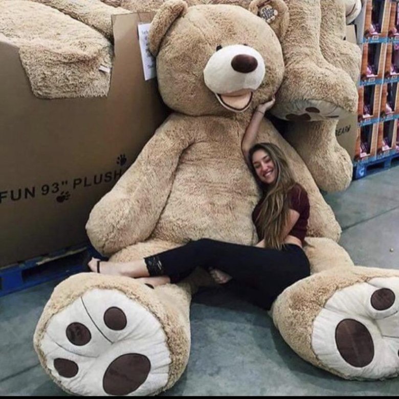 Фото с большим медведем игрушкой