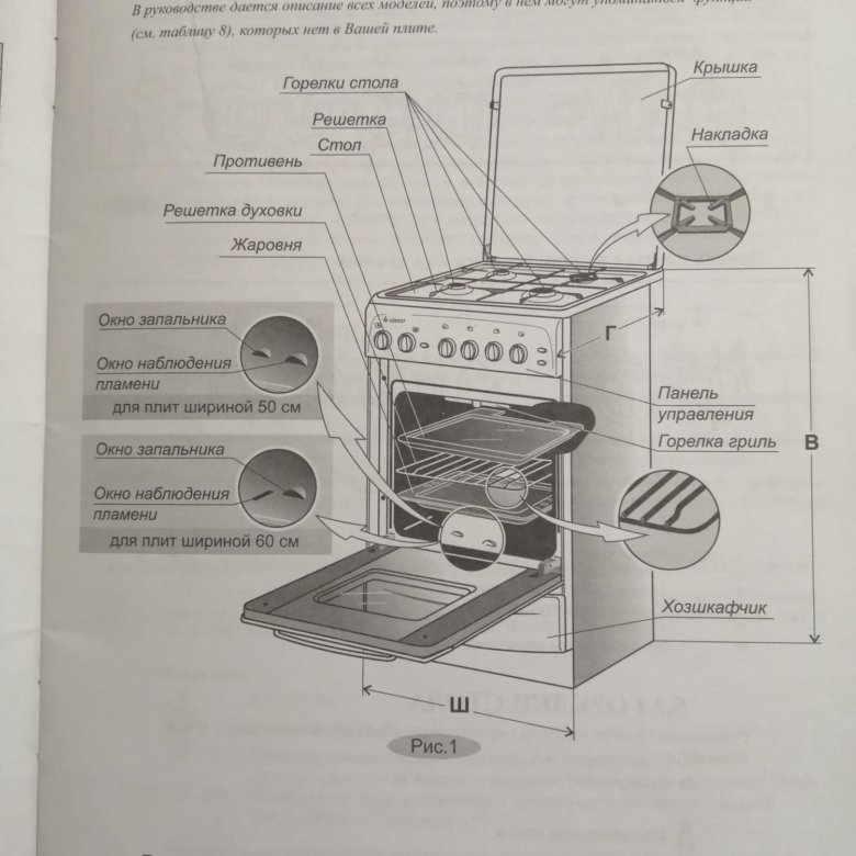 Плита гефест газовая 4 х конфорочная с электрическим духовым шкафом инструкция