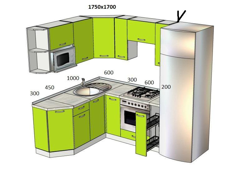 Угловая кухня 1700 на 1700