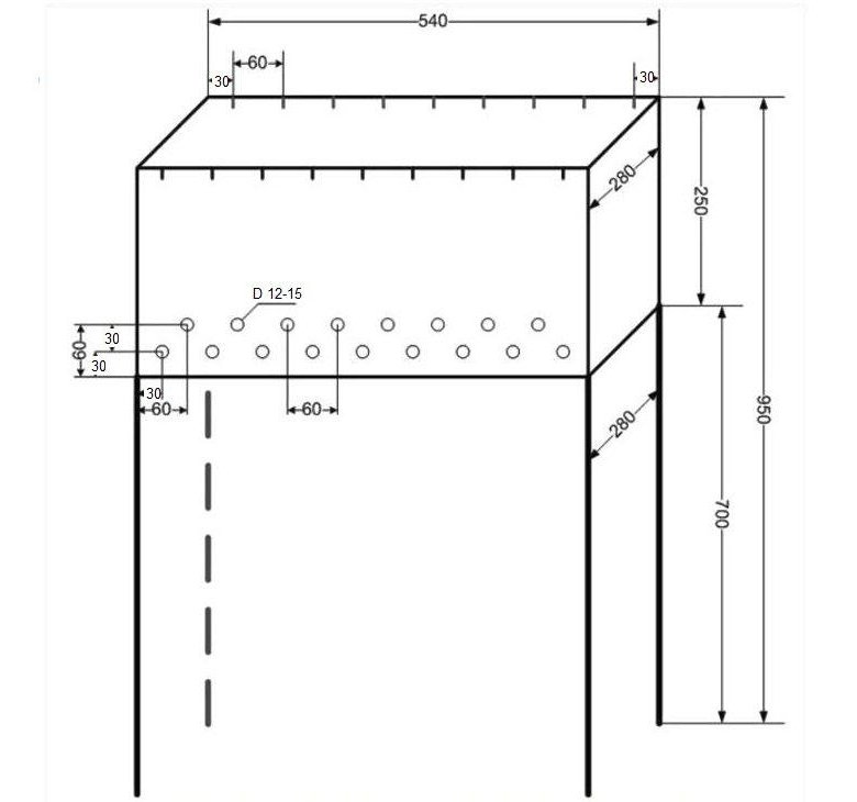 Мангал с колосником чертеж