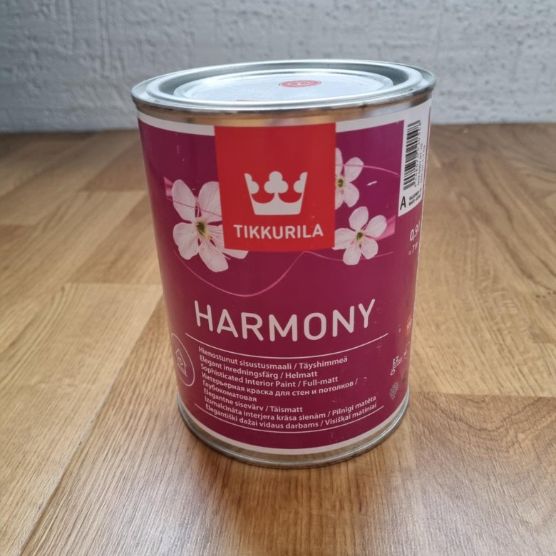 Краска интерьерная Tikkurila Harmony цвет белый 0.9 л. Tikkurila Harmony Satin.