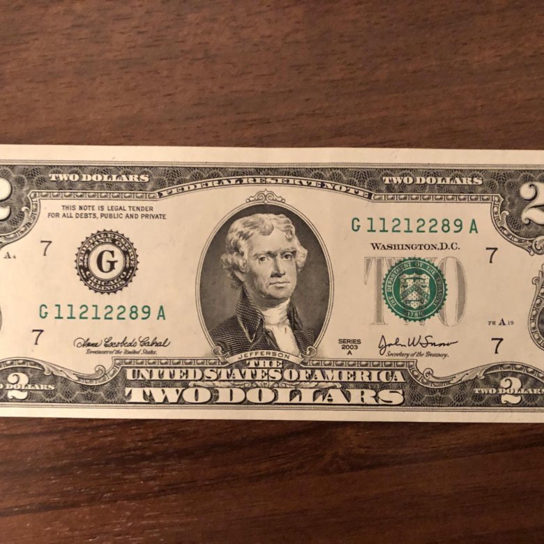 Купюра Два Доллара США 2003 года серия “G” – купить в Москве, цена 500 ...
