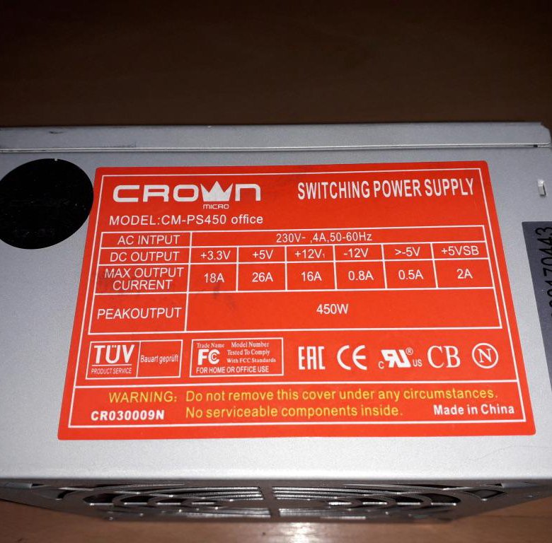 Cm ps450. Блок питания Crown cm-ps450. Crown cm-ps450 внутри. Блок Кроун на 450 ват. Блок питания Crown красный.