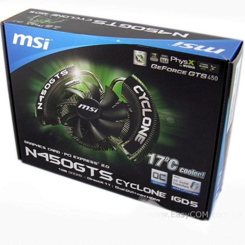 Графическая видеокарта MSI N450GTS CYCLONE 1GD5 – купить в Москве, цена ...