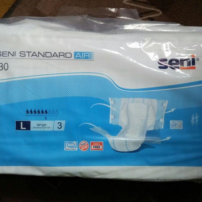 Подгузники seni l. Seni Standard Air large 3 30 шт. Подгузники для взрослых Seni Standart Air 30 штук.