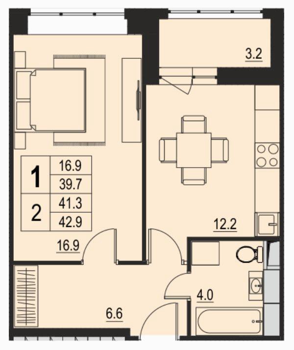 Квартира, 1 комната, 41.3 м² – купить в Королеве, цена 6 700 000 руб ...