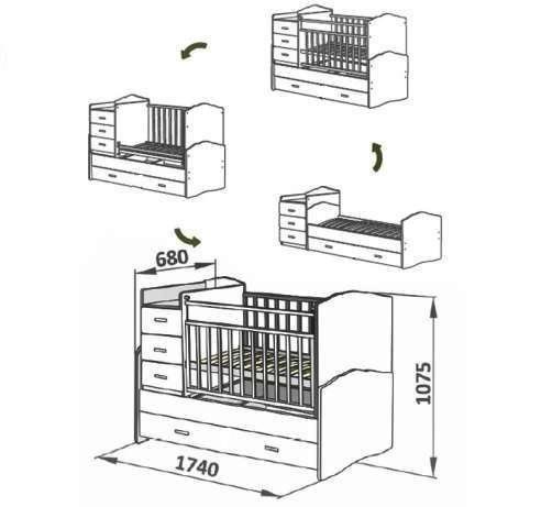Схема сборки кроватки трансформер