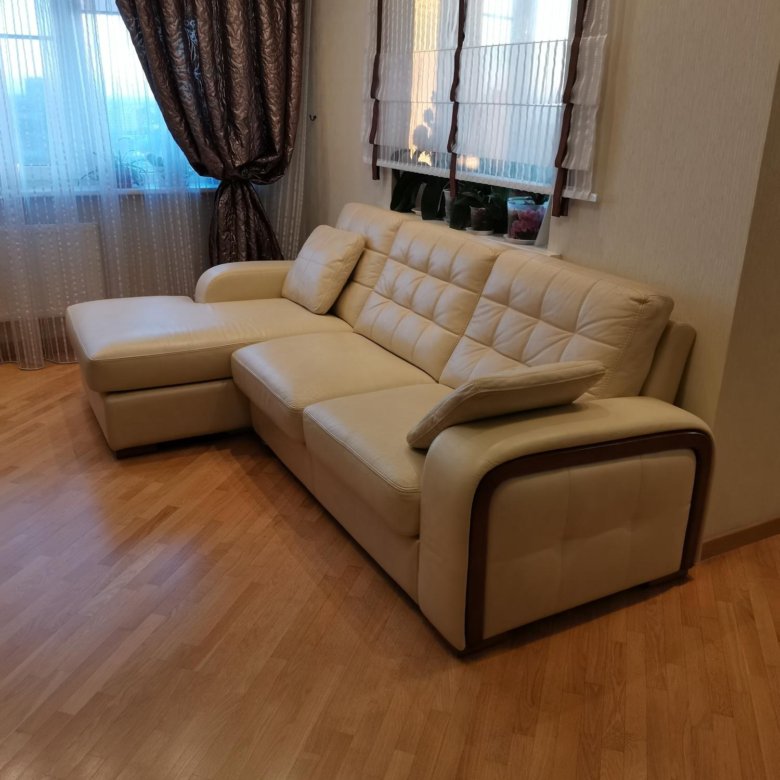 Кожаный диван угловой (с оттоманкой) – купить в Краснодаре, цена 85 000 ...