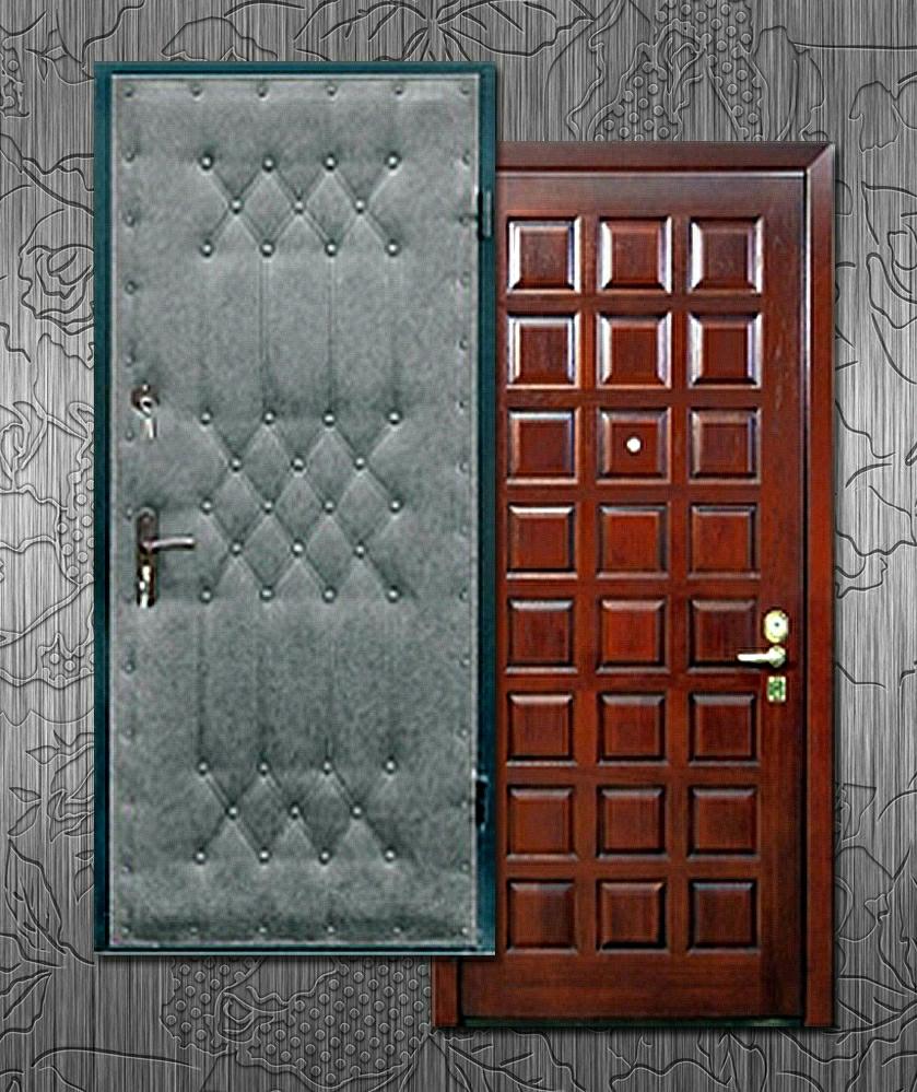 Обшивка входных металлических дверей. Входная дверь винилискожа + МДФ 30 арт.00056. Обшить входную дверь. Дверь с кожаной обивкой. Красивая обивка дверей.