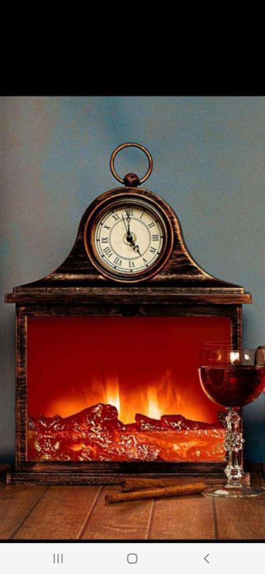 Часы камин с огнем