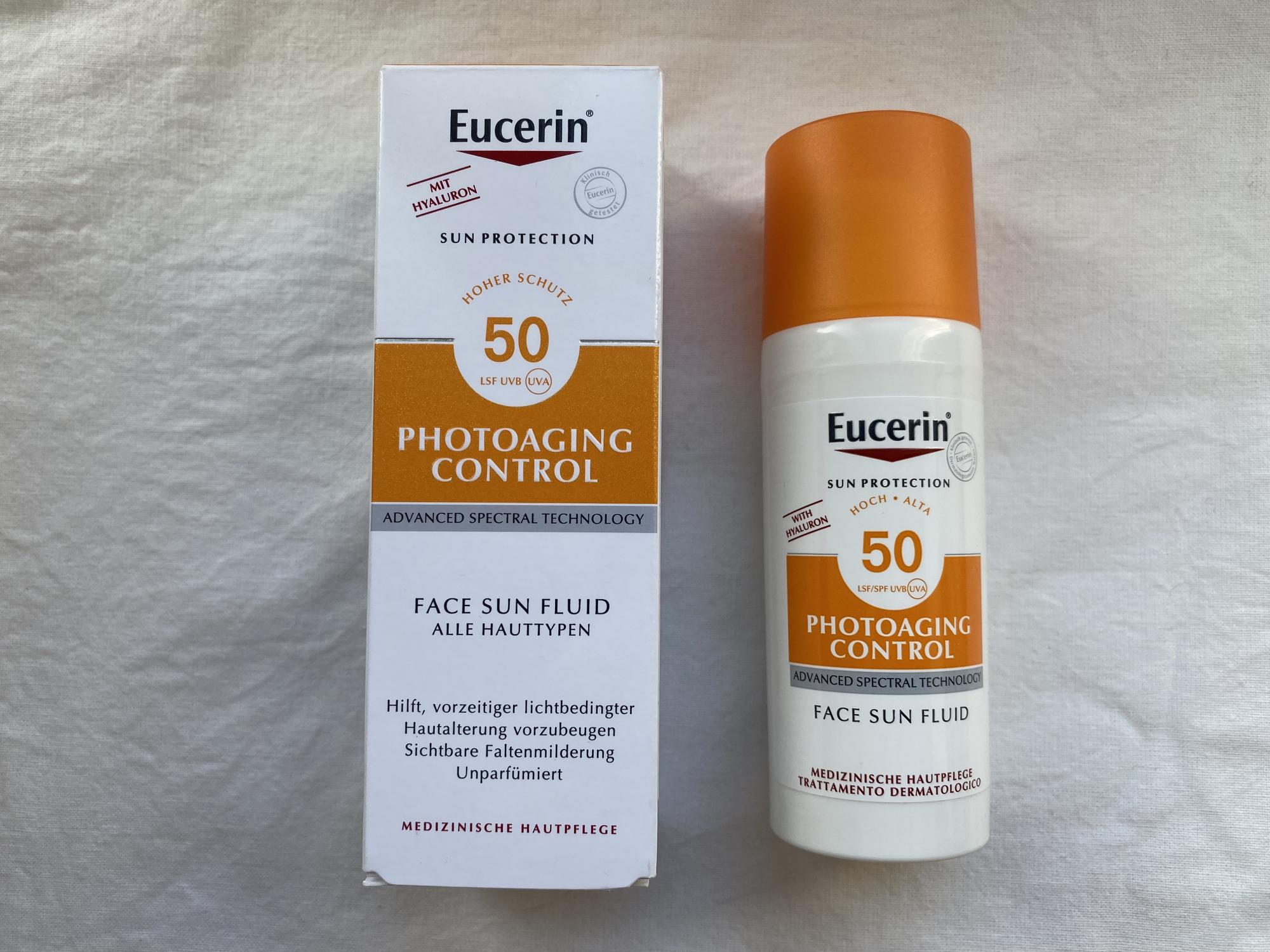 Eucerin флюид sun protection. Eucerin photoaging Control SPF 50. Photoaging Control солнцезащитный флюид для лица SPF 50. Эуцерин флюид с СПФ. Эуцерн 50 флюид Эуцерин СПФ.