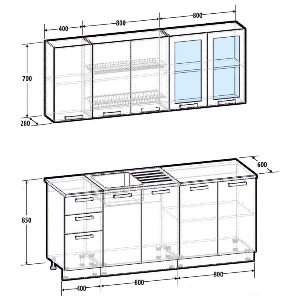 размеры кухонной мебели по модулям чертежи и размеры