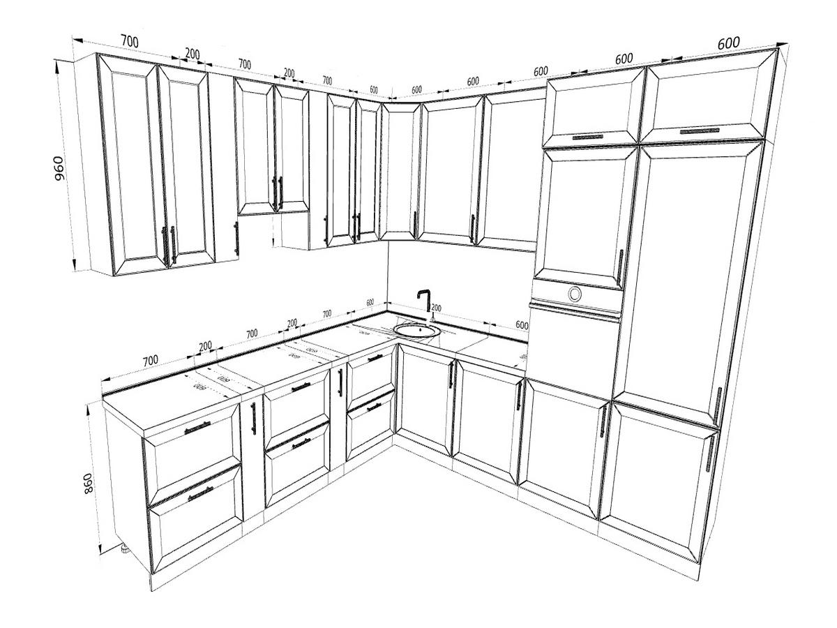 Чертеж кухонного гарнитура